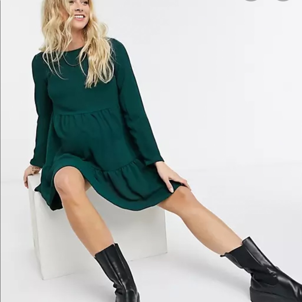 ASOS DESIGN maternity long sleeve tiered smock dress